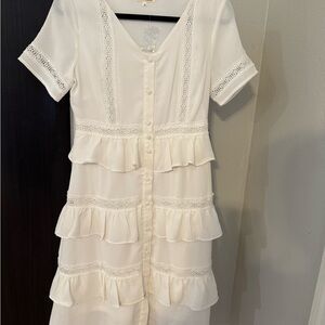 Elegant White Button-Down Dress